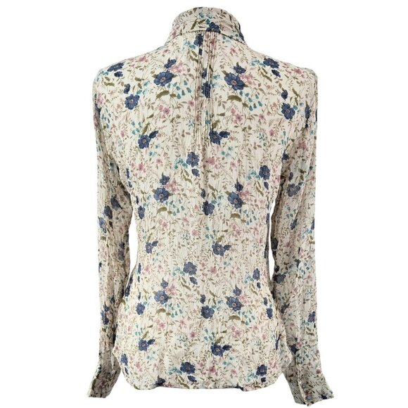 Ralph Lauren Polo Jeans Company 100% Silk Cream Floral Button-Up Shirt Fairycore - Picture 2 of 9